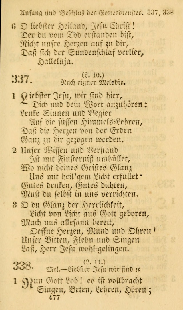 Evangelische Lieder-Sammlung: genommen aus der Liedersammlung und dem Gemeinschaftlichen Gesangbuch in den evanglischen Gemeinen page 477