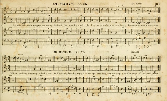 Evangelical Musick: or, The Sacred Minstrel and Sacred Harp United: consisting of a great variety of psalm and hymn tunes, set pieces, anthems, etc. (10th ed) page 101