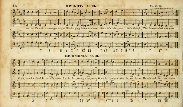 Evangelical Musick: or, The Sacred Minstrel and Sacred Harp United: consisting of a great variety of psalm and hymn tunes, set pieces, anthems, etc. (10th ed) page 46