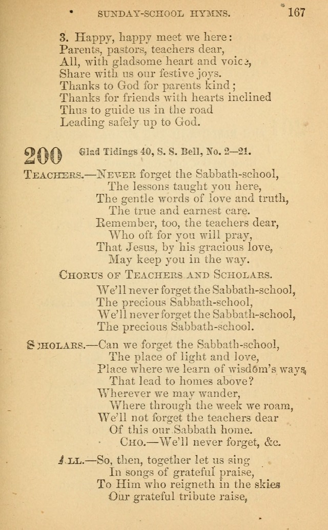The Eclectic Sabbath School Hymn Book page 167