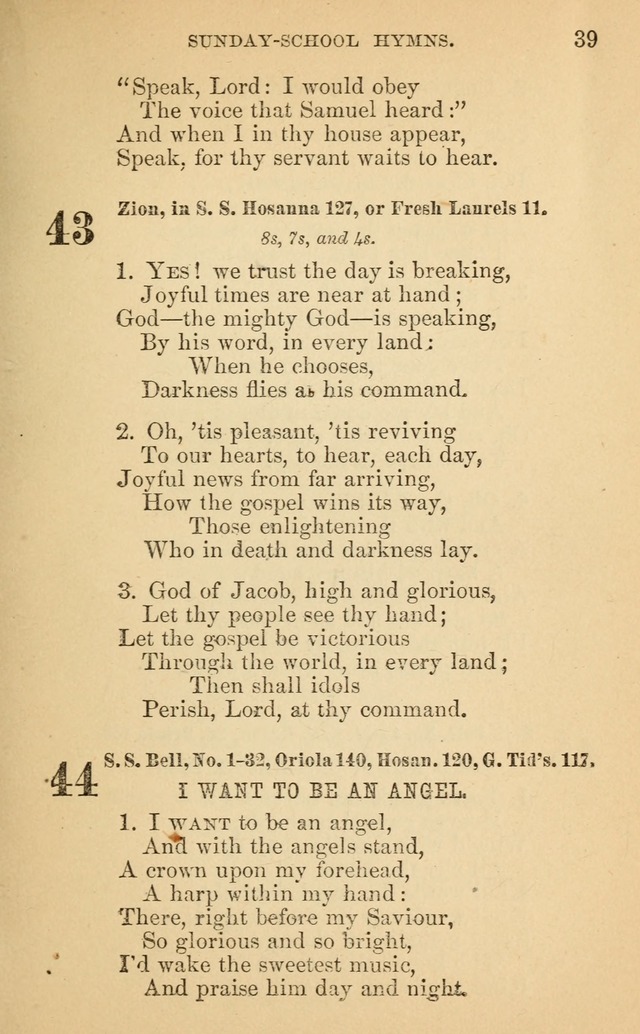 The Eclectic Sabbath School Hymn Book page 39