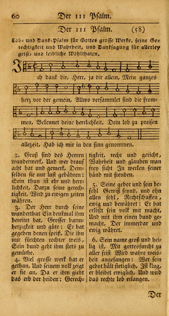 Ein Unpartheyisches Gesang-Buch: enthaltend geistreiche Lieder und Psalmen, zum allgemeinen Gebrauch des wahren Gottesdienstes auf begehren der Brüderschaft der Menoniten Gemeinen... page 60