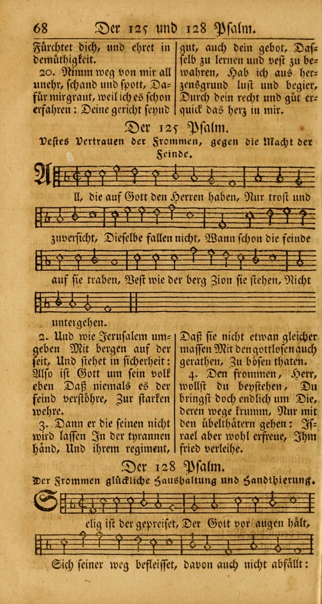 Ein Unpartheyisches Gesang-Buch: enthaltend geistreiche Lieder und Psalmen, zum allgemeinen Gebrauch des wahren Gottesdienstes auf begehren der Brüderschaft der Menoniten Gemeinen... page 68