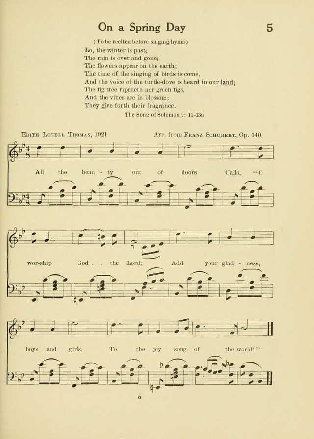A First Book in Hymns and Worship page 5