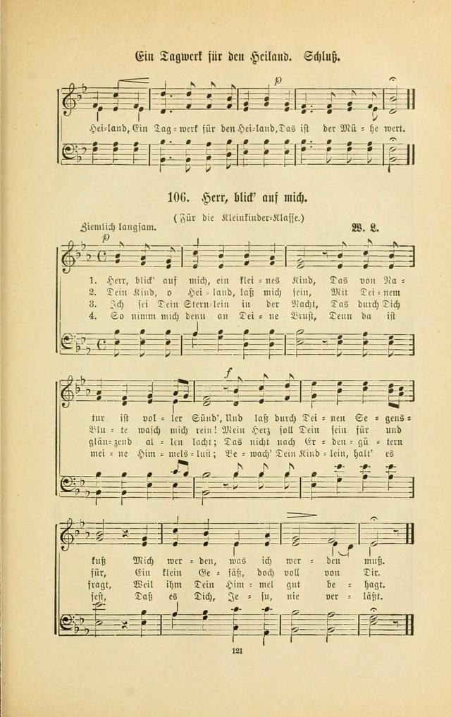 Frohe Lieder und Brüder-Harfe: eine Sammlung von Liedern für Sonntagschulen und Jugendvereine (Spezialle Aufl.) page 121