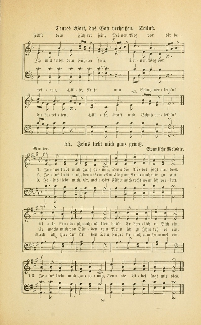 Frohe Lieder und Brüder-Harfe: eine Sammlung von Liedern für Sonntagschulen und Jugendvereine (Spezialle Aufl.) page 59