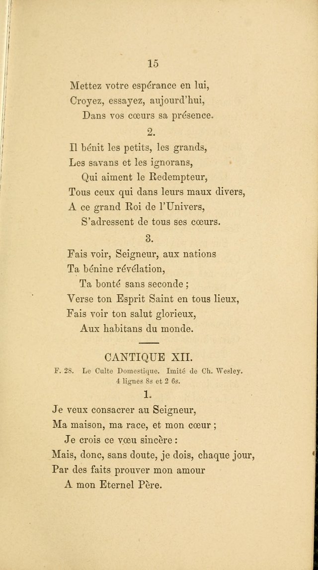 A Few Specimens of Psalms, Hymns and Spiritual Songs: which are deemed suitable for French schools and congregations in America page 15