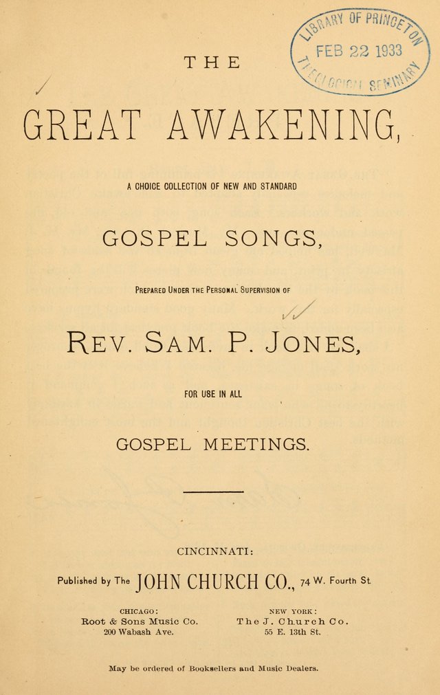 The Great Awakening: a choice collection of new and standard gospel songs page 1