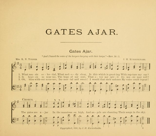 Gates Ajar: a collection of hymns and tunes for use in Sunday schools, praise and prayer meetings page 3