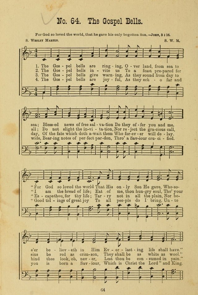 Gospel Bells: a collection of new and popular songs for the use of Sabbath schools and gospel meetings page 64
