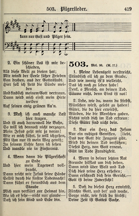 Gesangbuch für deutsche Gemeinden: enthaltend Psalmen und geistliche Lieder für öffentlichen und häuslichen Gottesdienst page 419