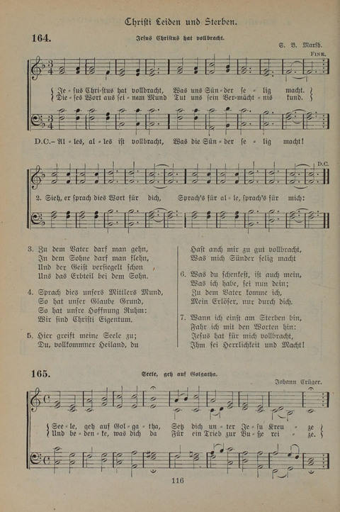 Gesangbuch der Evangelischen Gemeinschaft: für öffentlichen und häuslichen Gottesdient page 116