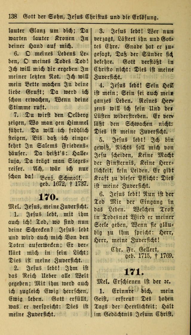 Gesangbuch der Evangelischen Kirche: herausgegeben von der Deutschen Evangelischen Synode von Nord-Amerika page 138