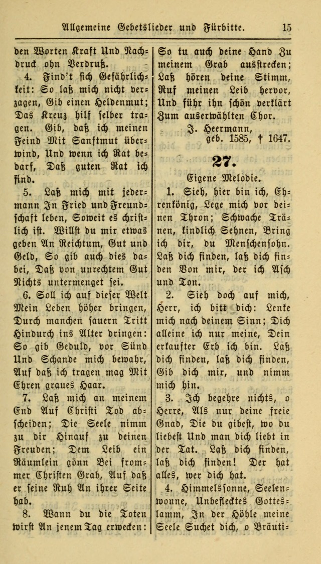 Gesangbuch der Evangelischen Kirche: herausgegeben von der Deutschen Evangelischen Synode von Nord-Amerika page 15