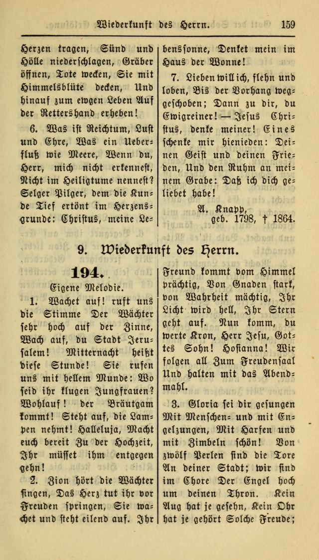 Gesangbuch der Evangelischen Kirche: herausgegeben von der Deutschen Evangelischen Synode von Nord-Amerika page 159