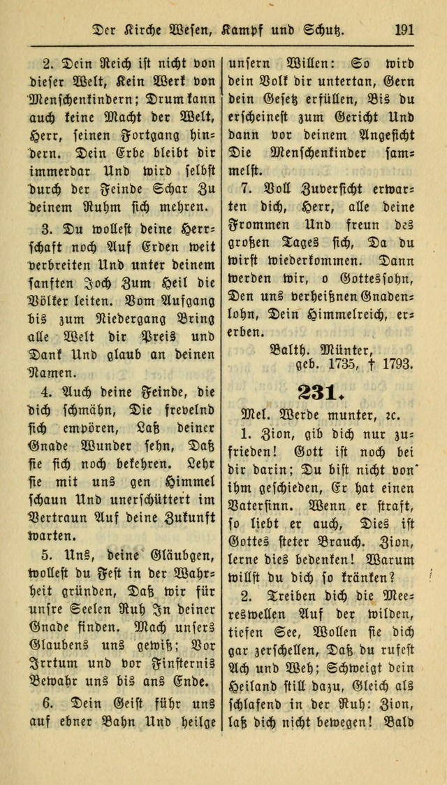 Gesangbuch der Evangelischen Kirche: herausgegeben von der Deutschen Evangelischen Synode von Nord-Amerika page 191