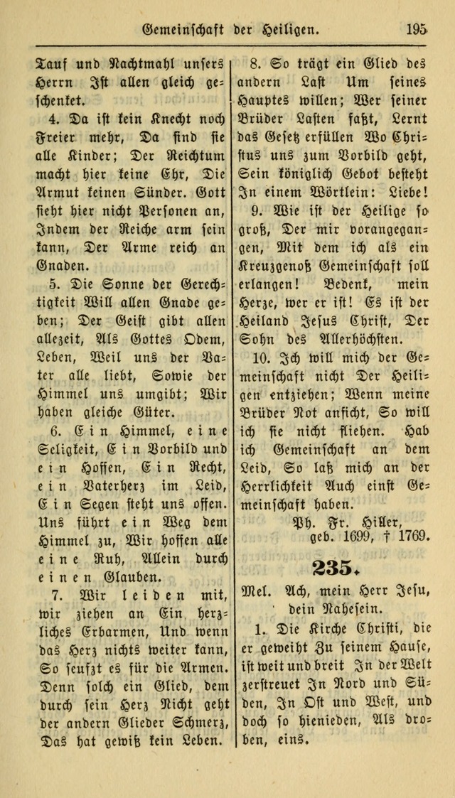 Gesangbuch der Evangelischen Kirche: herausgegeben von der Deutschen Evangelischen Synode von Nord-Amerika page 195