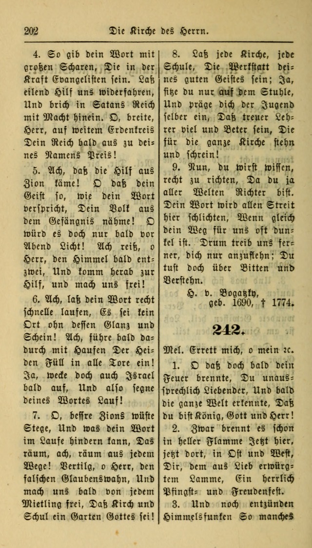 Gesangbuch der Evangelischen Kirche: herausgegeben von der Deutschen Evangelischen Synode von Nord-Amerika page 202