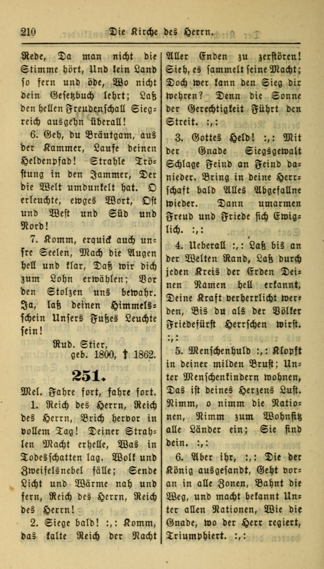 Gesangbuch der Evangelischen Kirche: herausgegeben von der Deutschen Evangelischen Synode von Nord-Amerika page 210