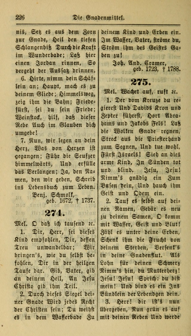 Gesangbuch der Evangelischen Kirche: herausgegeben von der Deutschen Evangelischen Synode von Nord-Amerika page 226