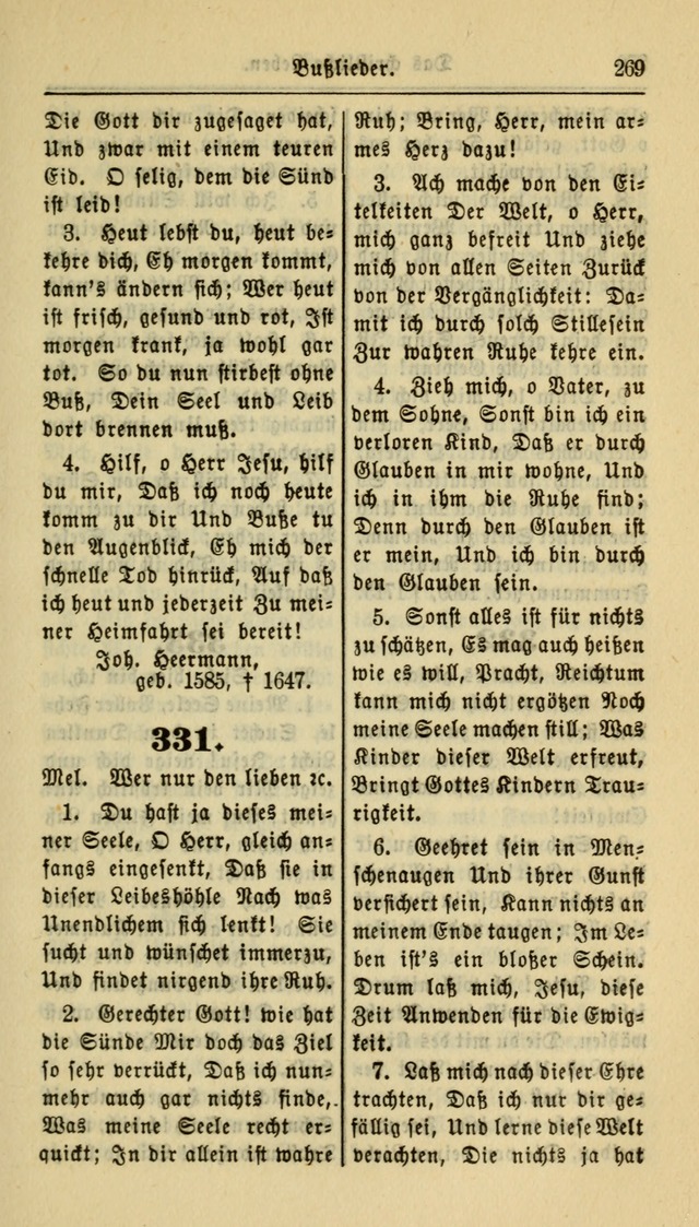 Gesangbuch der Evangelischen Kirche: herausgegeben von der Deutschen Evangelischen Synode von Nord-Amerika page 269