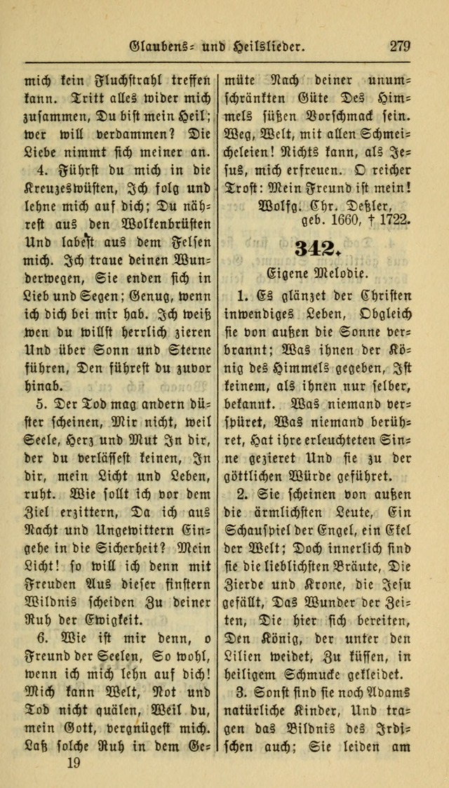 Gesangbuch der Evangelischen Kirche: herausgegeben von der Deutschen Evangelischen Synode von Nord-Amerika page 279