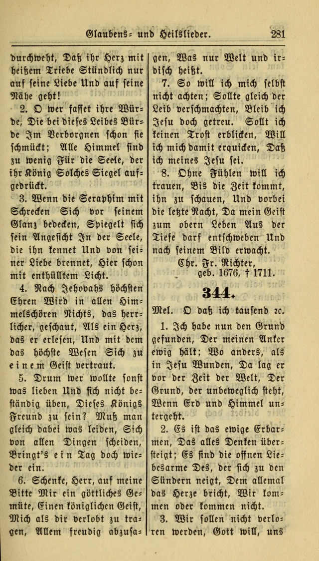Gesangbuch der Evangelischen Kirche: herausgegeben von der Deutschen Evangelischen Synode von Nord-Amerika page 281