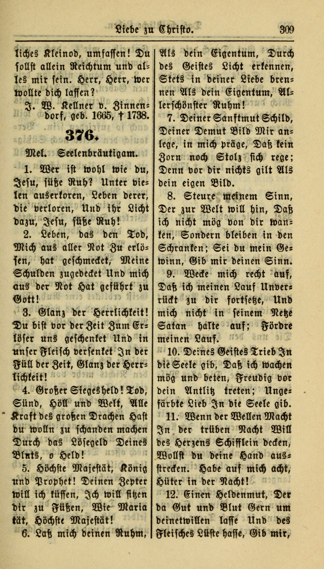 Gesangbuch der Evangelischen Kirche: herausgegeben von der Deutschen Evangelischen Synode von Nord-Amerika page 309