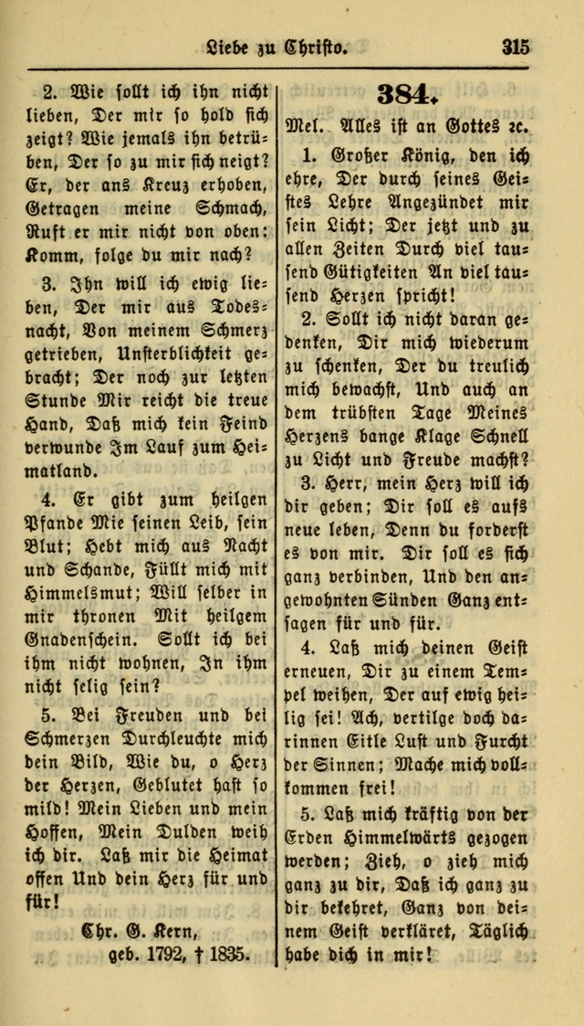 Gesangbuch der Evangelischen Kirche: herausgegeben von der Deutschen Evangelischen Synode von Nord-Amerika page 315
