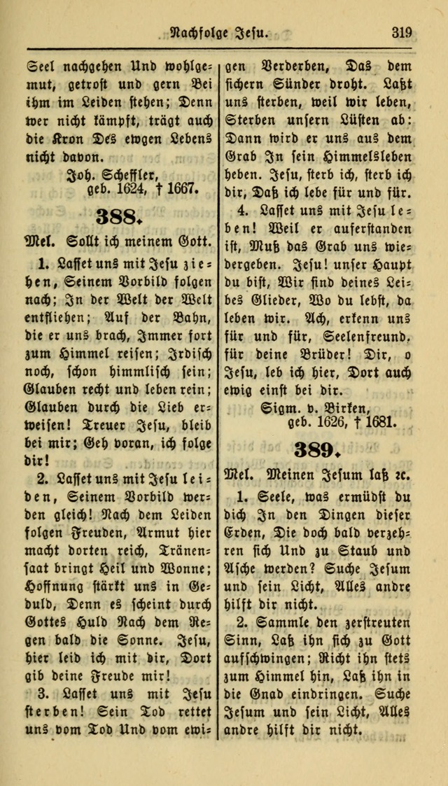 Gesangbuch der Evangelischen Kirche: herausgegeben von der Deutschen Evangelischen Synode von Nord-Amerika page 319