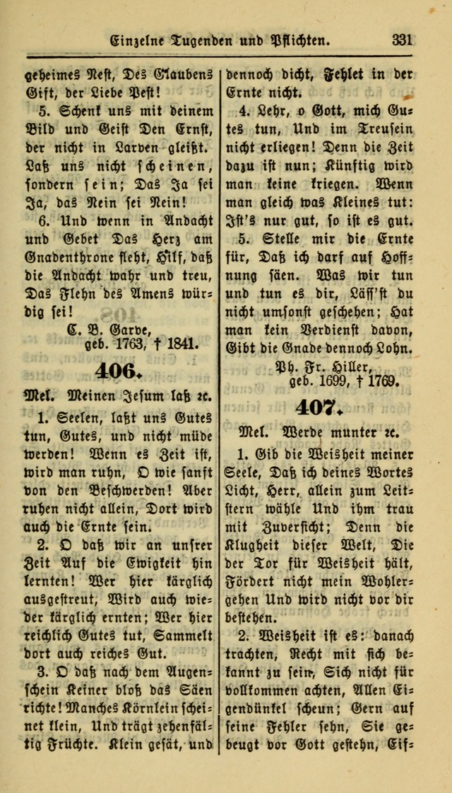 Gesangbuch der Evangelischen Kirche: herausgegeben von der Deutschen Evangelischen Synode von Nord-Amerika page 331