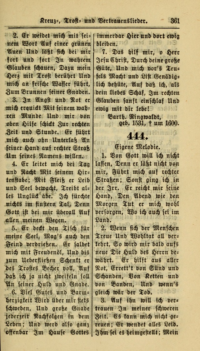 Gesangbuch der Evangelischen Kirche: herausgegeben von der Deutschen Evangelischen Synode von Nord-Amerika page 361