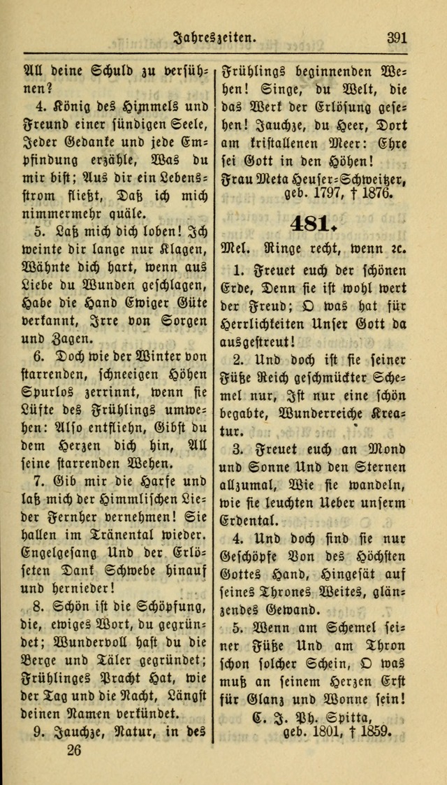 Gesangbuch der Evangelischen Kirche: herausgegeben von der Deutschen Evangelischen Synode von Nord-Amerika page 391