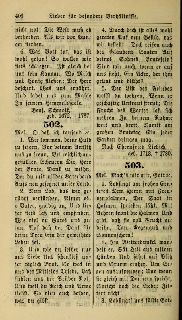 Gesangbuch der Evangelischen Kirche: herausgegeben von der Deutschen Evangelischen Synode von Nord-Amerika page 406