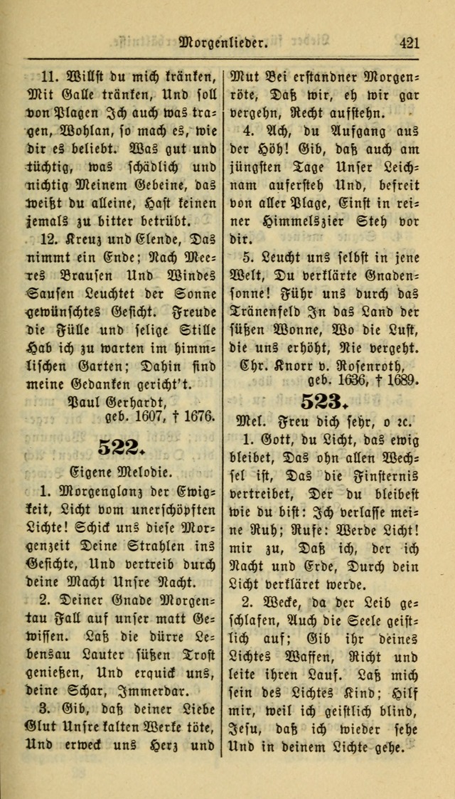 Gesangbuch der Evangelischen Kirche: herausgegeben von der Deutschen Evangelischen Synode von Nord-Amerika page 421