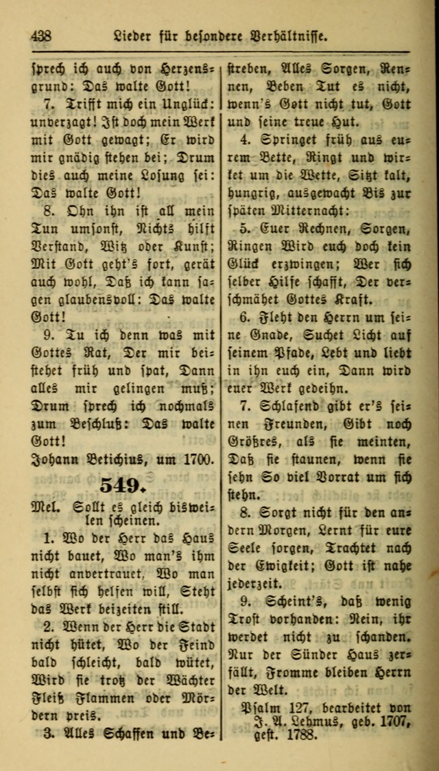 Gesangbuch der Evangelischen Kirche: herausgegeben von der Deutschen Evangelischen Synode von Nord-Amerika page 438