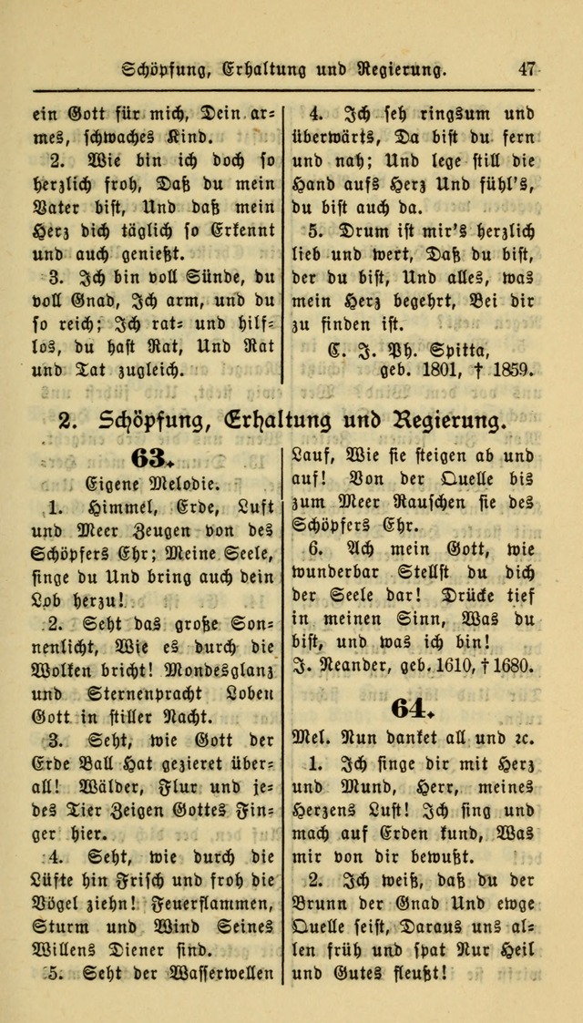 Gesangbuch der Evangelischen Kirche: herausgegeben von der Deutschen Evangelischen Synode von Nord-Amerika page 47
