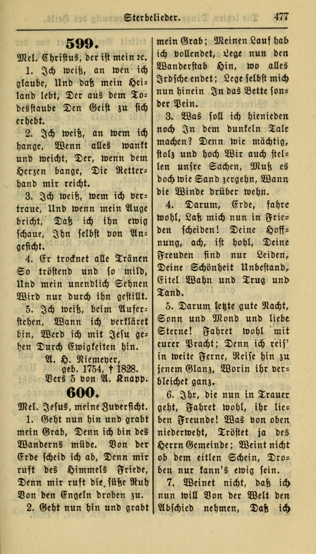 Gesangbuch der Evangelischen Kirche: herausgegeben von der Deutschen Evangelischen Synode von Nord-Amerika page 477