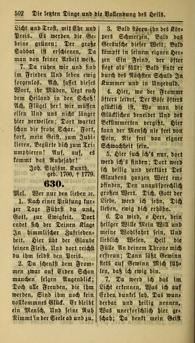 Gesangbuch der Evangelischen Kirche: herausgegeben von der Deutschen Evangelischen Synode von Nord-Amerika page 502