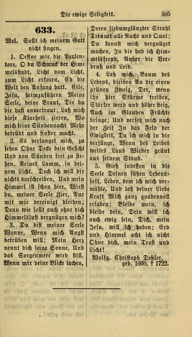 Gesangbuch der Evangelischen Kirche: herausgegeben von der Deutschen Evangelischen Synode von Nord-Amerika page 505