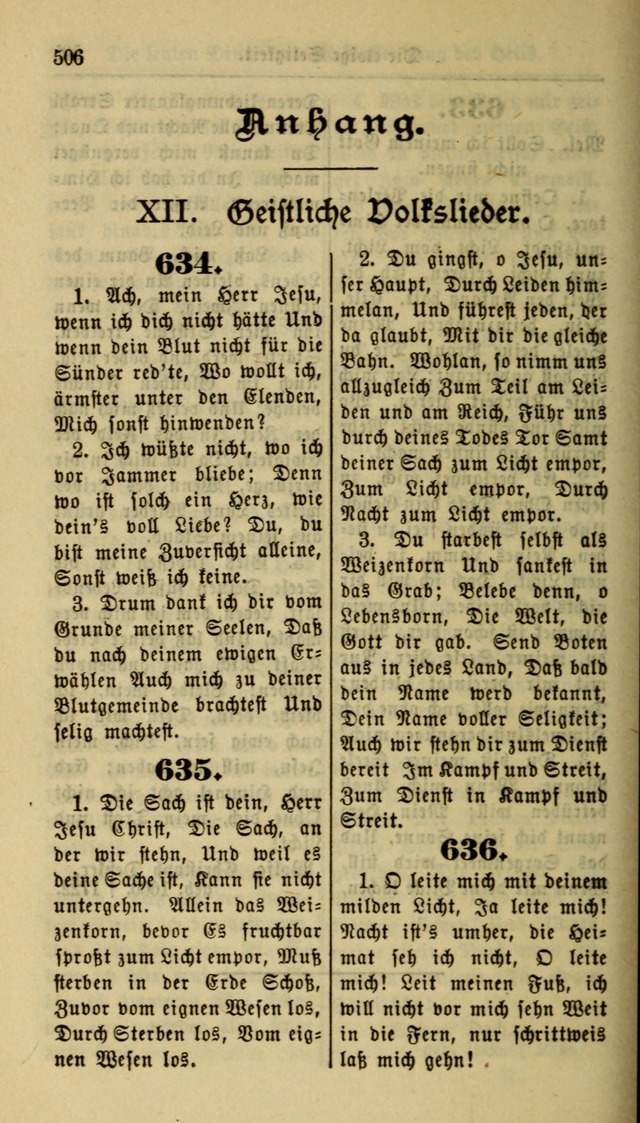 Gesangbuch der Evangelischen Kirche: herausgegeben von der Deutschen Evangelischen Synode von Nord-Amerika page 506