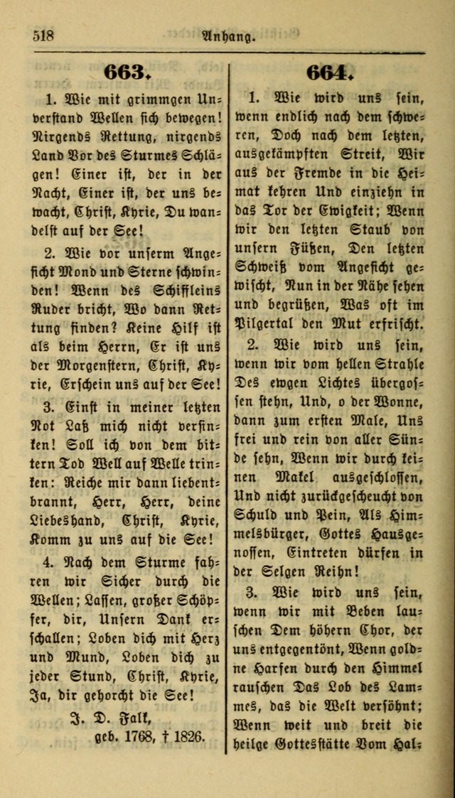 Gesangbuch der Evangelischen Kirche: herausgegeben von der Deutschen Evangelischen Synode von Nord-Amerika page 518