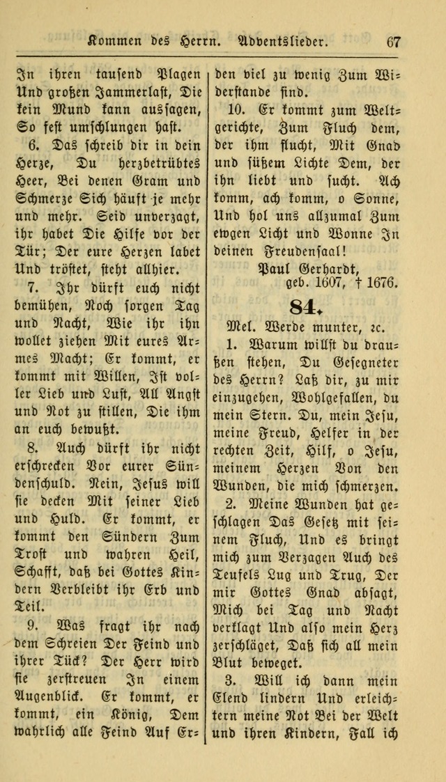 Gesangbuch der Evangelischen Kirche: herausgegeben von der Deutschen Evangelischen Synode von Nord-Amerika page 67