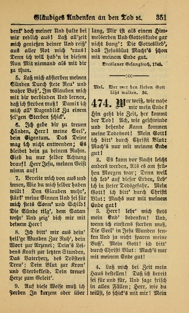 Gesangbuch für Gemeinden des Evangelisch-Lutherischen Bekenntnisses (14th ed.) page 351