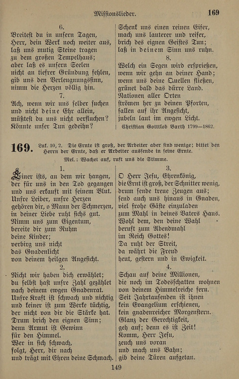 Gesangbuch: zum gottesdienstlichen und häuslichen Gebrauch in Evangelischen Mennoniten-Gemeinden (3rd ed.) page 149