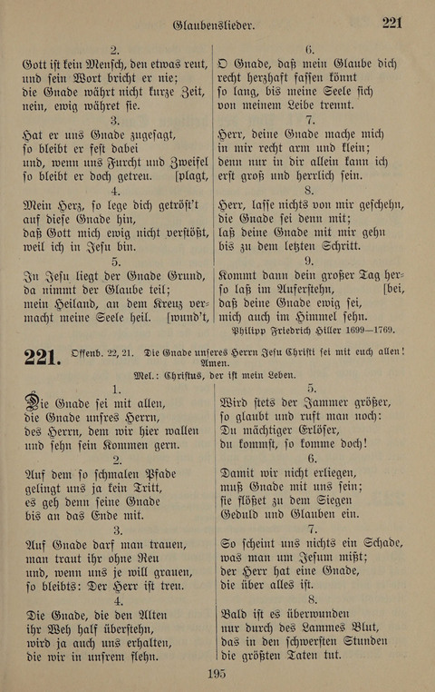 Gesangbuch: zum gottesdienstlichen und häuslichen Gebrauch in Evangelischen Mennoniten-Gemeinden (3rd ed.) page 195