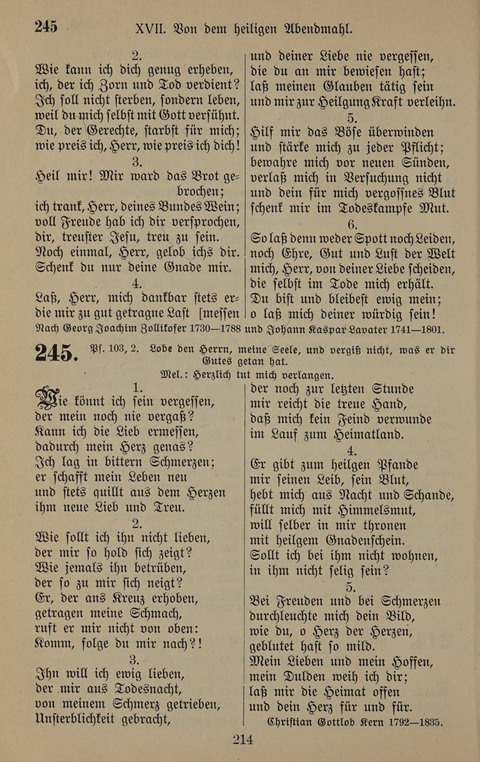 Gesangbuch: zum gottesdienstlichen und häuslichen Gebrauch in Evangelischen Mennoniten-Gemeinden (3rd ed.) page 214