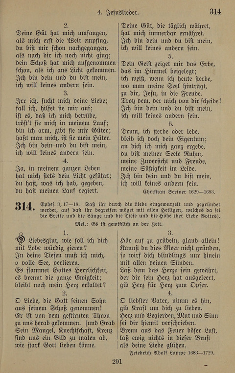 Gesangbuch: zum gottesdienstlichen und häuslichen Gebrauch in Evangelischen Mennoniten-Gemeinden (3rd ed.) page 291