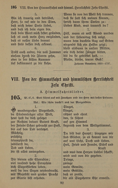 Gesangbuch: zum gottesdienstlichen und häuslichen Gebrauch in Evangelischen Mennoniten-Gemeinden (3rd ed.) page 92