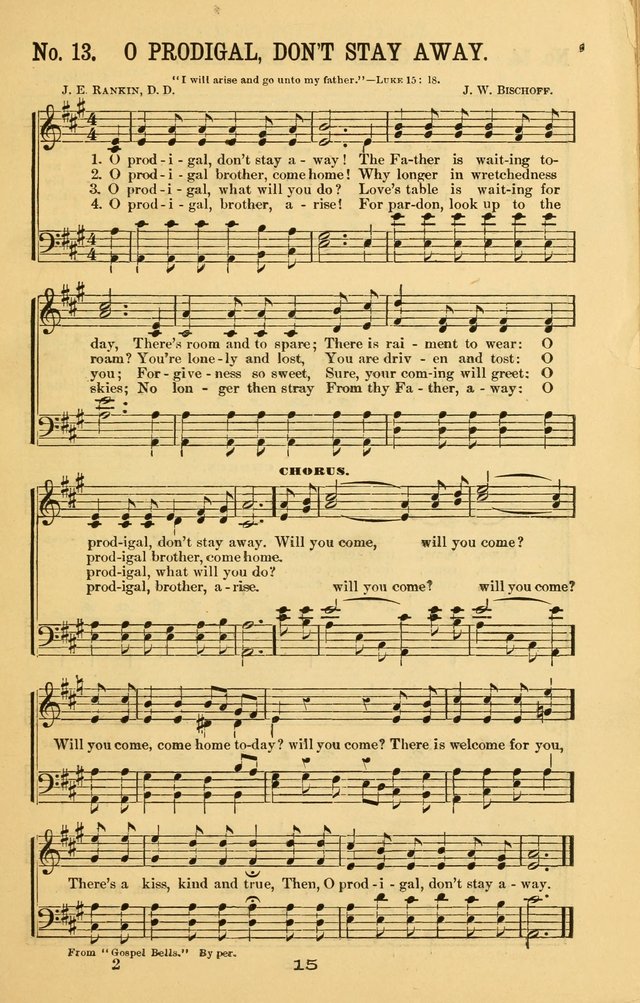 Great Joy!: a new and favorite collection of hymns and music, for gospel meetings, prayer, temperance, and camp meetings, and Sunday schools page 13